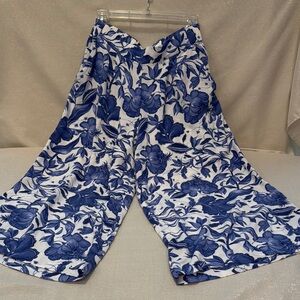 H&M Blue Floral Wide-Leg Pants